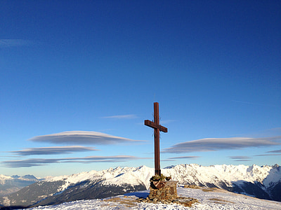 Tirol, Fiss, montanha, Inverno, Cruz, descanso, recuperação de