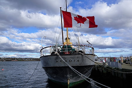 εκκίνησης, Καναδάς, σημαία, Χάλιφαξ, πανί, πλοίο, στη θάλασσα