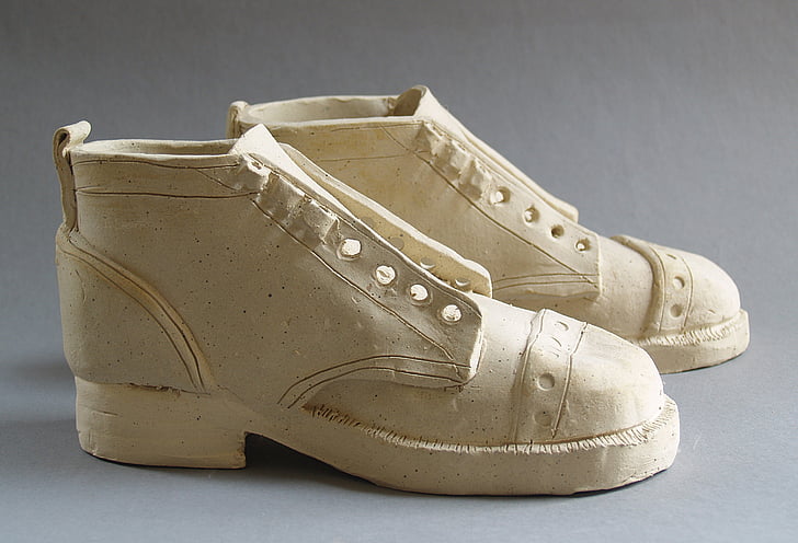 shoes, ceramics, sculpture