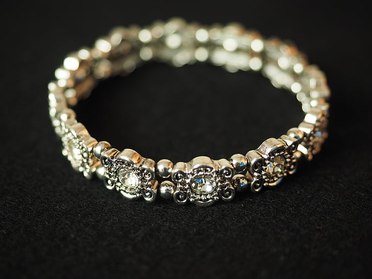 armband, Bangle, smycken, Silver, diamanter, pärlor, värdefulla
