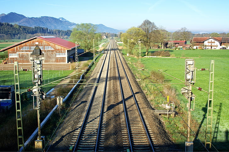 Railroad tracks, leek, trein, bijhouden, spoorwegen, treinverkeer, landschap