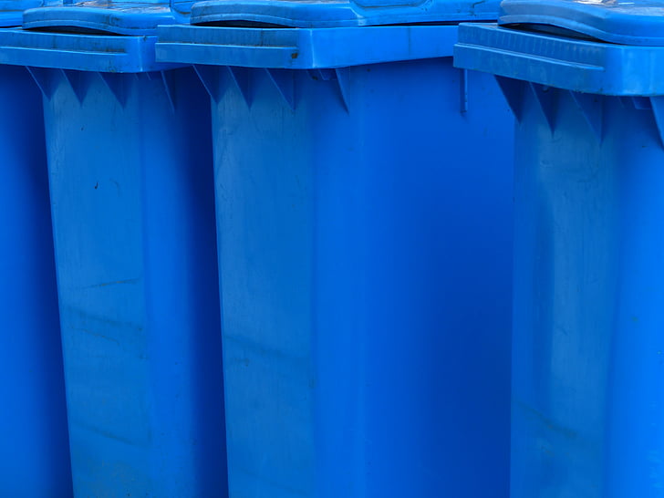 cubo de basura, compartimiento del wheelie de papel, t azul, azul, tonelada de plástico, plástico, basura
