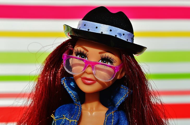 doll, pretty, cool, face, eyes, glasses, hat