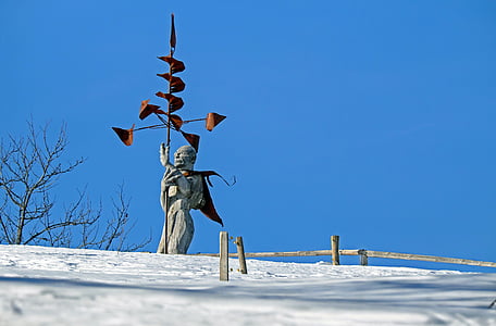 skulptur, vind drill, tre, sølv fir, stammen, figur, mystiske