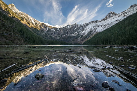 Avalanche järv, maastik, peegeldus, Scenic, mäed, panoraam, Peak