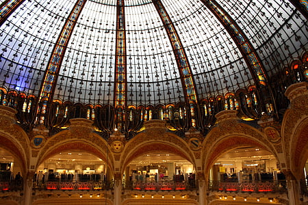 galérie lafayette, Paríž, nákup, nakupovanie, obchodný dom, dome, sklo