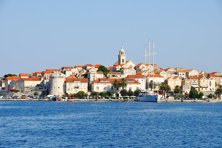 Korčula, Horvátország, város, mediterrán, tenger, Európa, építészet