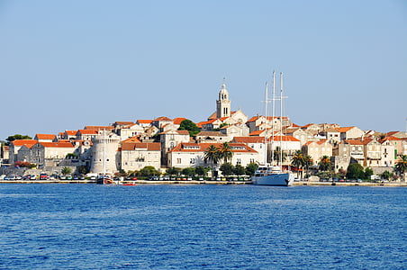 Korčula, Kroatien, staden, Medelhavet, havet, Europa, arkitektur