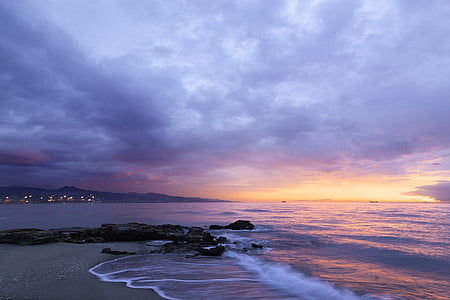 ocean, water, sunset, beach, cloud, horizon, sand