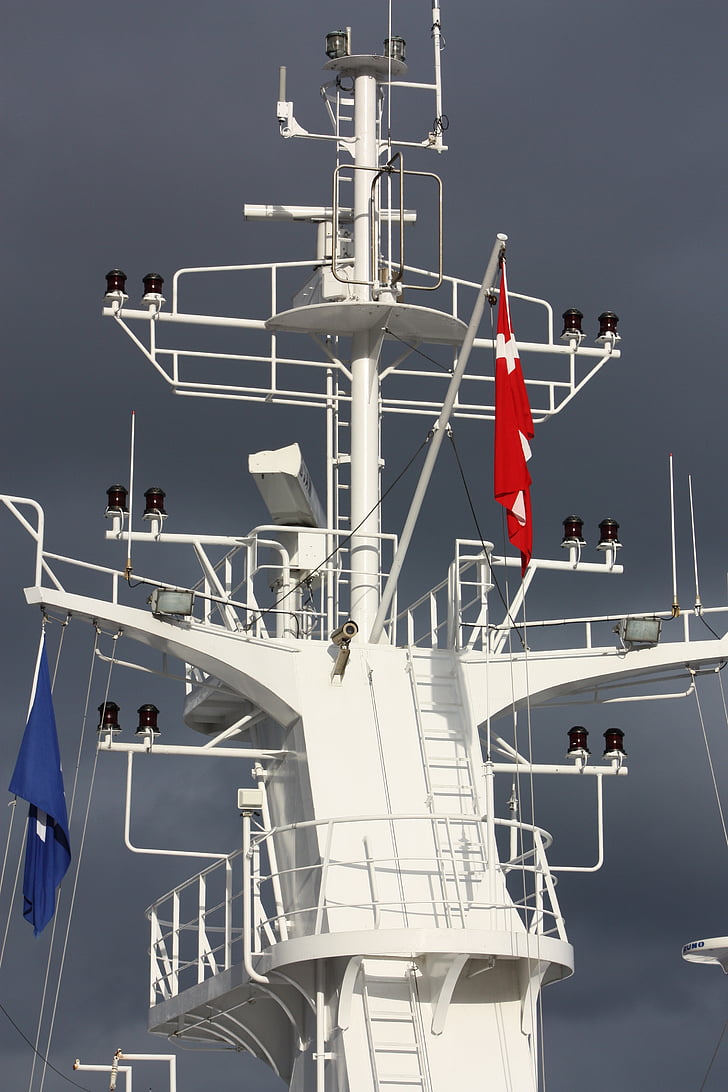 danski, Danska zastava, Dannenbrog, nebo, brod, trajekt, Danska