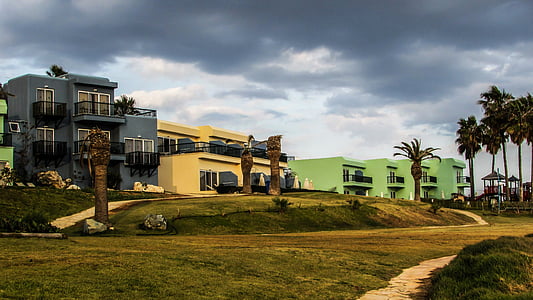cyprus, ayia napa, hotel, apartments, colourful, tourism, vacation