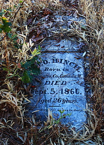 Pioneer, zomrel, mŕtvych, 1800s, Zabudnuté, vedúcou kameň, hrob