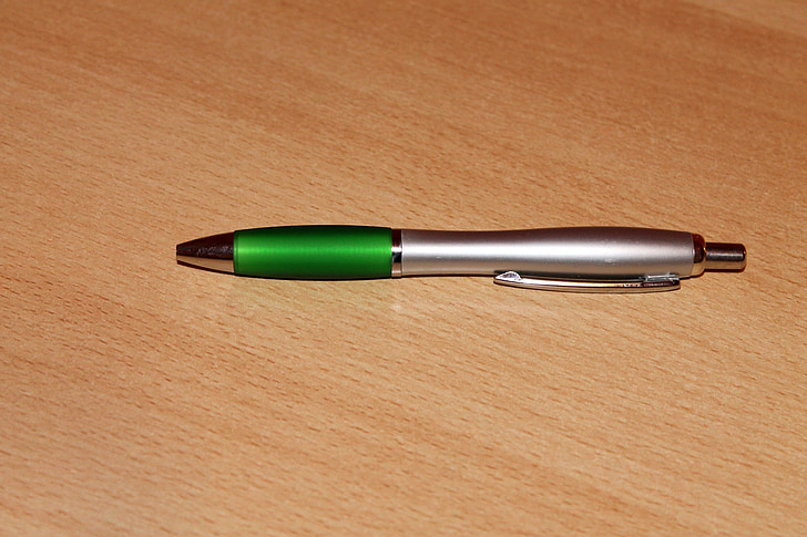 pena, hijau, perak, alat tulis, objek tunggal