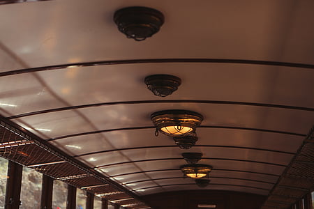 黑色, 圆顶, 灯, 天花板, 火车, windows, 运输