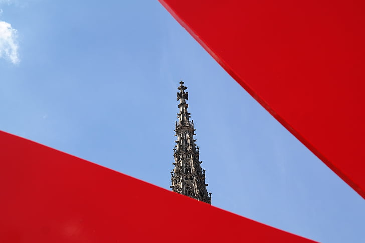 Ulmer, Münster, tornet, arkitektur, byggnad, konst, konstverk