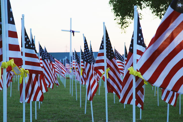 deň pamiatky padlých, vlajka, Amerika, červená biela modrá, vlasteneckej, nezávislosť, júla