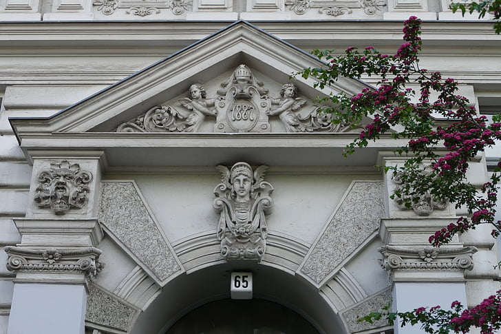 Berlino, Kreuzberg, entrata della casa, Gründerzeit, stucchi, Portal, ingresso