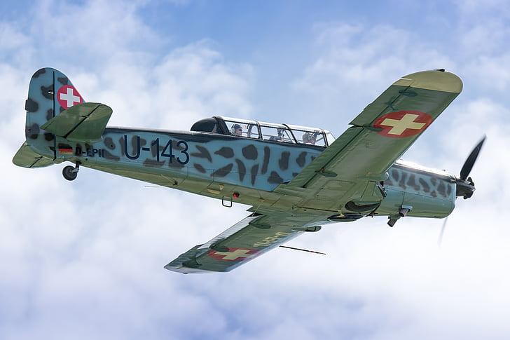 Pilatus p2, repülőgép, légcsavar, légi közlekedés, menet közben, Propeller síkja, régi
