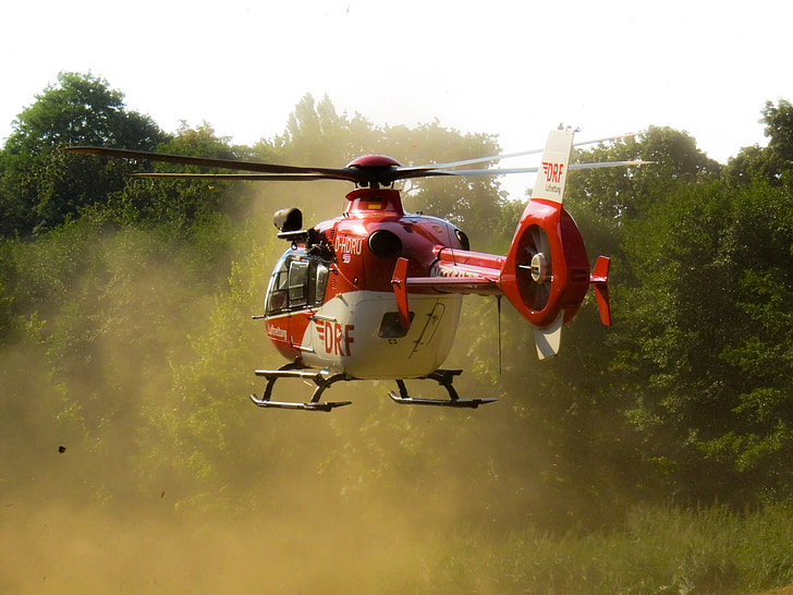 hélicoptère, mouche, sauvetage, rotor, décoller, poussière, d’urgence