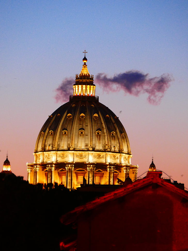 Püha Peetruse basiilika, Dome, Vatikani, Rooma, kirik, hoone, abendstimmung