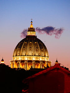 Bazilika svatého Petra, kopule, Vatikán, Řím, kostel, budova, abendstimmung