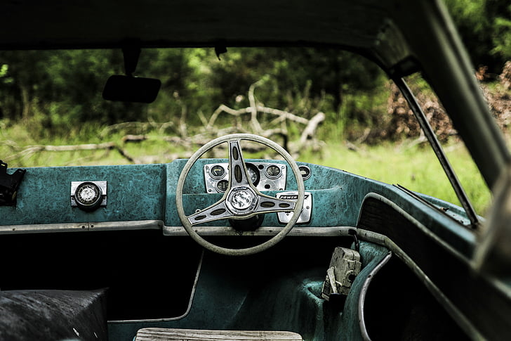 car, vehicle, transportation, vintage, old, steering wheel, land Vehicle