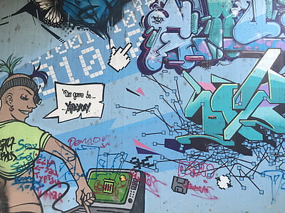 színes, képregény, graffiti, Street art, permetezőgép, Art, spray