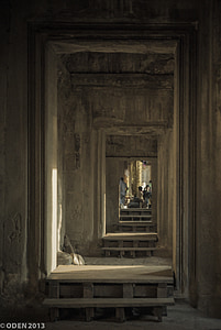 Rekursiv, døren, uendelig, tempelet, stein, historiske, Angkor