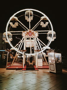 Carousel, thắp sáng, đêm, công viên giải trí, ánh sáng, Carnival, không có người