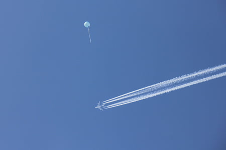 Sky, modrá, lietadlá, leták, balón, lietadlo, lietanie