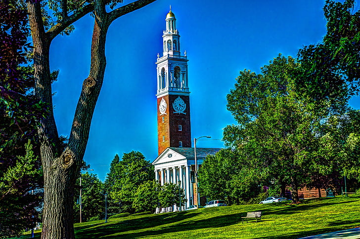 Nhà thờ, Đại học vermont, Burlington, Vermont, mùa hè, kiến trúc, thiết kế