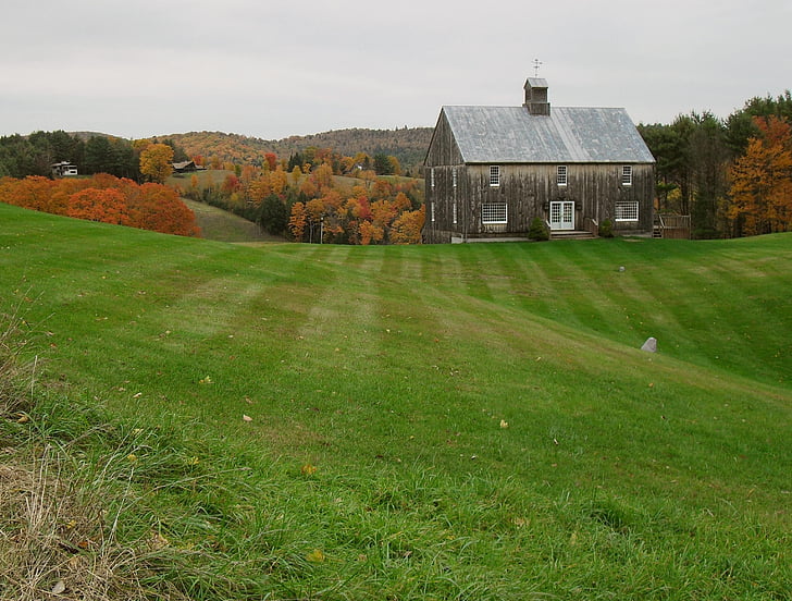 New england, rurale, autunno, caduta, Vermont, struttura, esposto all'aria
