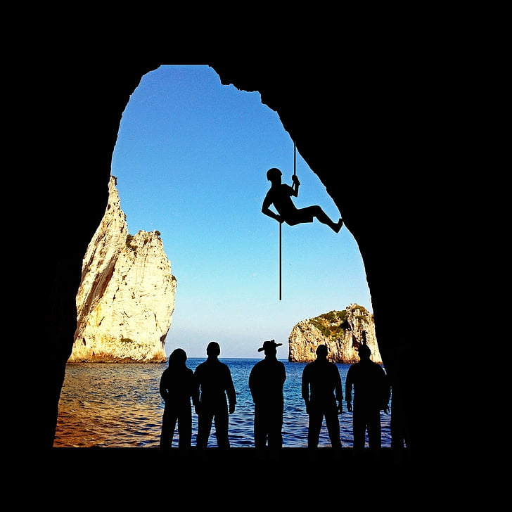 klatre, klatring sport, abseil, bjergbestiger, Cave tour, eventyr, Rock