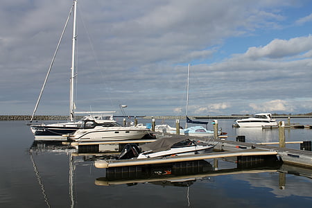 Barth, Puerto, barco de vela, Mar Báltico, Bodden, sol de la tarde, atmosférica