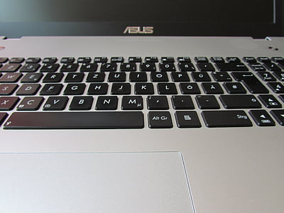 Notebook, tastiera, chiavi, computer portatile, PC, computer, nero