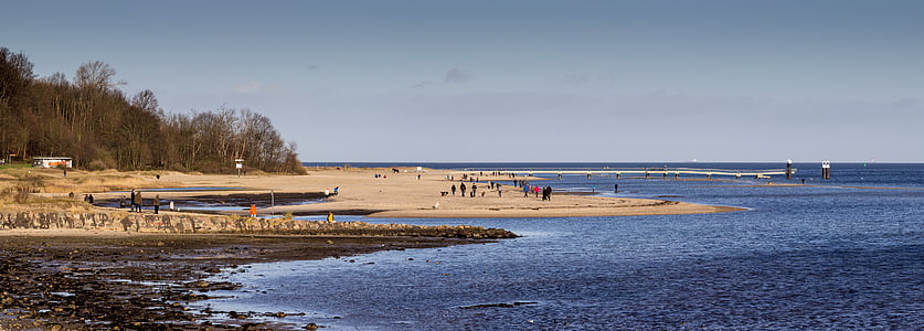Балтийское море, пляж, воды, мне?, Киль, Германия, Панорама