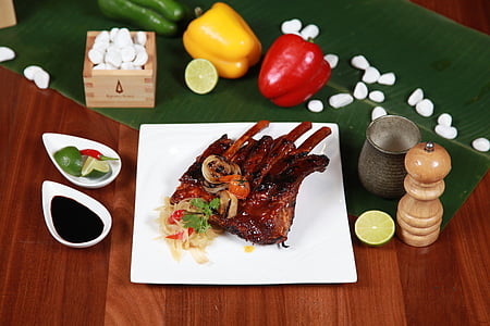 barbecued pork ribs, barbecue, pork, ribs, poultry, restaurant, sour