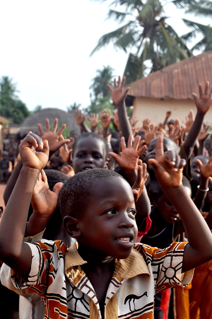 niños, Togo, Grupo, personas, negro, negro, africano