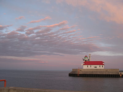 ljus hus, Duluth, sjön, Superior, Lighthouse, hamnen, Beacon