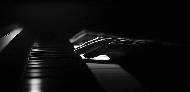 piano, manos, música, instrumento