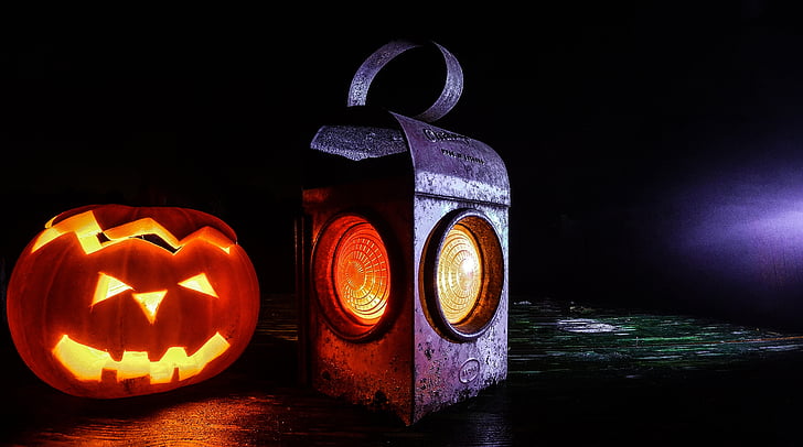 Jack o lanterna, zucca, Lanterna, Halloween, intagliato, spaventoso, spettrale