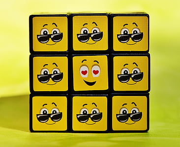 Cube, smilies, cool, Sjov, følelser, humørikon, humør