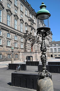 hallitus, Kööpenhamina, lamppu, päivä, vanha, Christiansborg, City