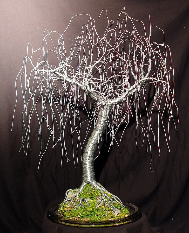 steel, wire, willow, tree, glass, base
