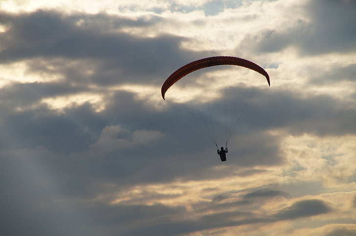 paragliding, gleitschrimflieger, Paraglider, vliegen, zon, zonsondergang, abendstimmung