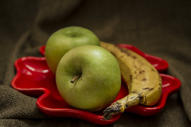 Apple, fruta, manzana verde, plátano