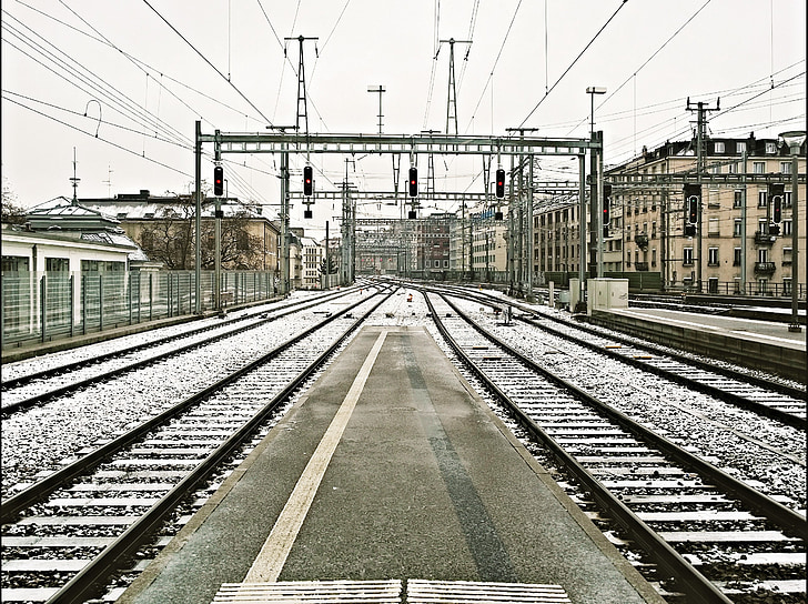 plate-forme, la gare, Genève, chemin de fer, voyage, transport, chemin de fer
