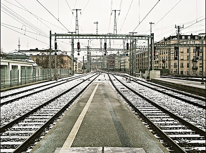 platform, Treinstation, Genève, spoorwegen, reizen, vervoer, spoorweg