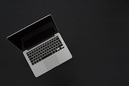 apple, black-and-white, computer, desk, electronics, laptop, macbook