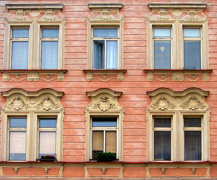 window, facade, architecture, building, old window, ornaments, eaves